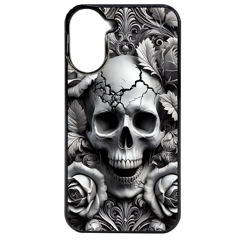 Coque noire taperso pour POCO C71 4G avec motif tete de mort fleur protection antichoc personnalisée