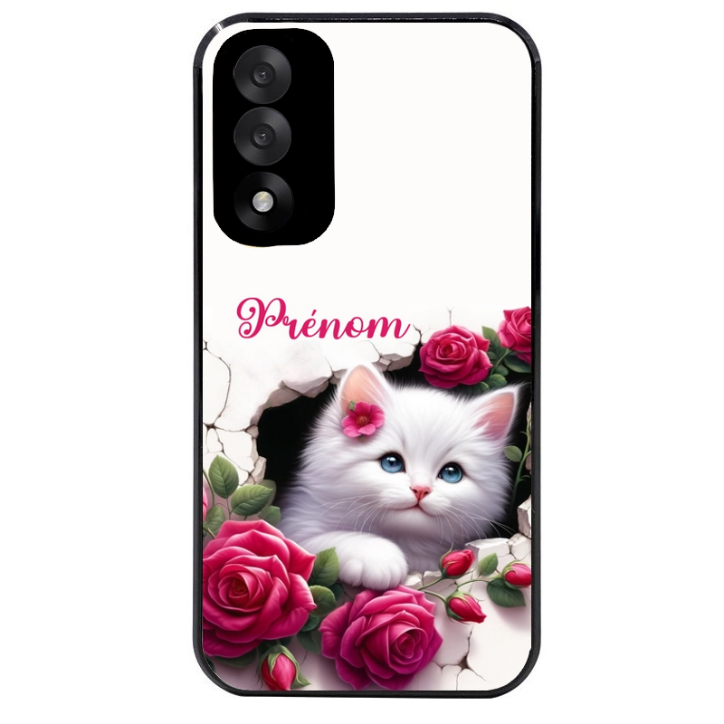 Coque noire taperso pour OnePlus Nord 5 avec motif chat fleurs personnalisee protection antichoc personnalisée