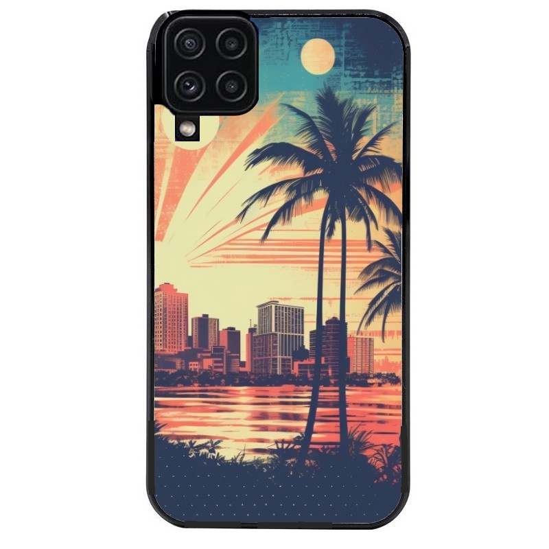 Coque noire taperso pour galaxy A22 A32 A52 A52S 4G 5G  avec motif hawaii retro protection antichoc personnalisée