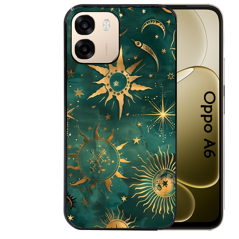 Coque noire taperso pour OPPO A6 A6X 4G et 5G avec motif lune et astro protection antichoc personnalisée