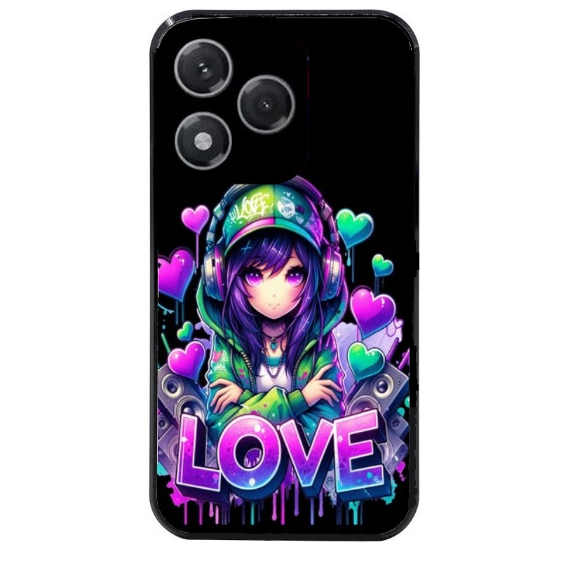 Coque noire taperso pour Honor 400 et Lite Pro Smart avec motif anime manga et love protection antichoc personnalisée