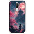Coque noire taperso pour OPPO A5 A9 2020 avec motif samourai cerisier protection antichoc personnalisée