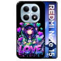 Coque noire taperso pour Redmi Note 15 et PRO PLUS 4G 5G avec motif anime manga et love protection antichoc personnalisée