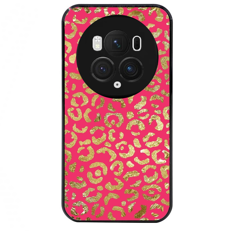 Coque noire taperso pour Magic 5 6 LITE et PRO avec motif leopard fuschia protection antichoc personnalisée