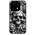 Coque noire taperso pour OnePlus 15 avec motif tete de mort fleur protection antichoc personnalisée