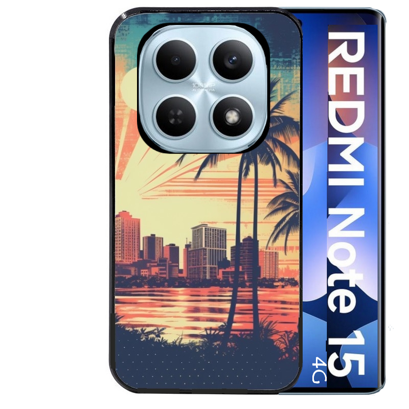 Coque noire taperso pour Redmi Note 15 et PRO PLUS 4G 5G avec motif hawaii retro protection antichoc personnalisée