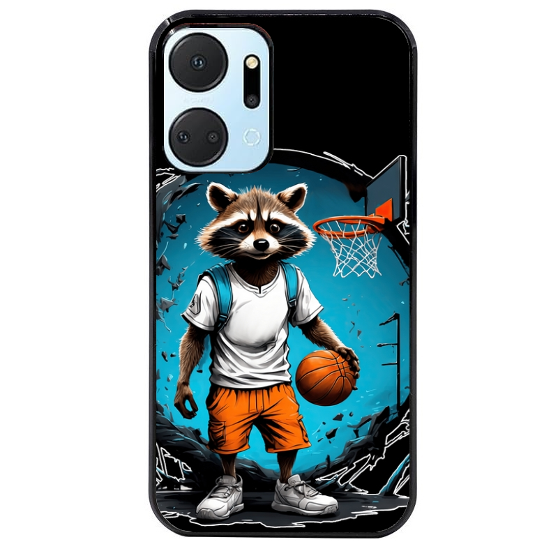 Coque noire taperso pour Honor X7A avec motif basket racoon protection antichoc personnalisée