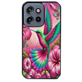 Coque noire taperso pour Moto Edge 60 et Neo Fusion Pro avec motif colibri et fleurs protection antichoc personnalisée