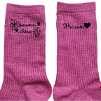 Chaussettes personnalisée paillettes rose motif mamie chérie