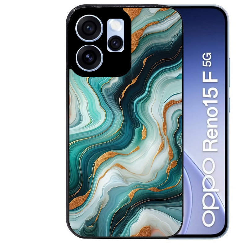 Coque noire taperso pour OPPO Reno 15 et F FS 5G avec motif marbre vert protection antichoc personnalisée