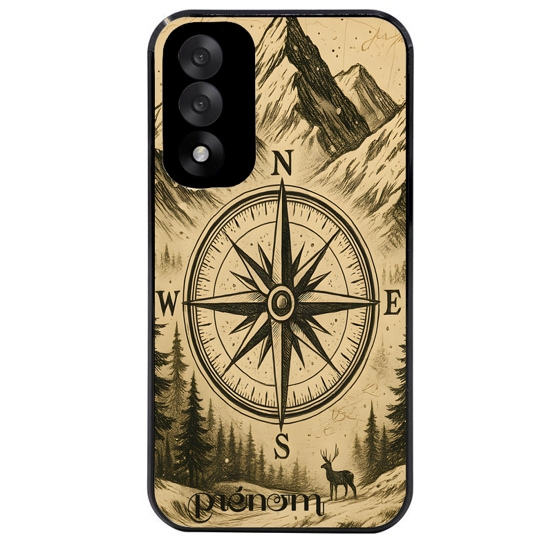 Coque noire taperso pour OnePlus Nord 5 avec motif voyage et boussole protection antichoc personnalisée