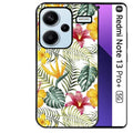 Coque noire taperso pour Redmi Note 13 PRO PLUS 5G avec motif jungle et fleur hibiscus protection antichoc personnalisée