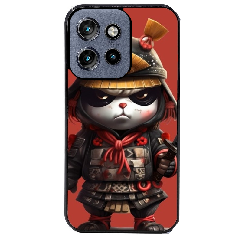 Coque noire taperso pour Moto Edge 60 et Neo Fusion Pro avec motif panda et samourai protection antichoc personnalisée
