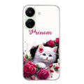 Coque taperso pour POCO C65 4G avec motif chat fleurs personnalisee protection antichoc personnalisée