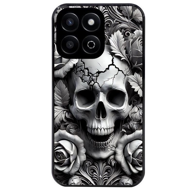 Coque noire taperso pour Honor 400 et Lite Pro Smart avec motif tete de mort fleur protection antichoc personnalisée