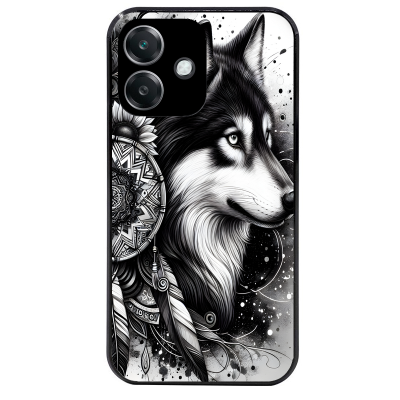 Coque noire taperso pour OPPO A40 avec motif loup dreamcatcher protection antichoc personnalisée