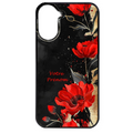 Coque noire taperso pour Redmi A5 4G avec motif fleur rouge avec prenom protection antichoc personnalisée
