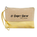 Pochette personnalisée super soeur en jute et doré en jute et doré