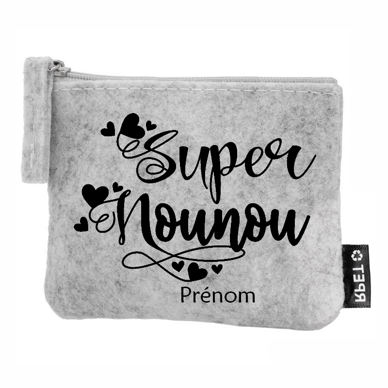 Porte monnaie personnalisé super nounou en feutrine en feutrine