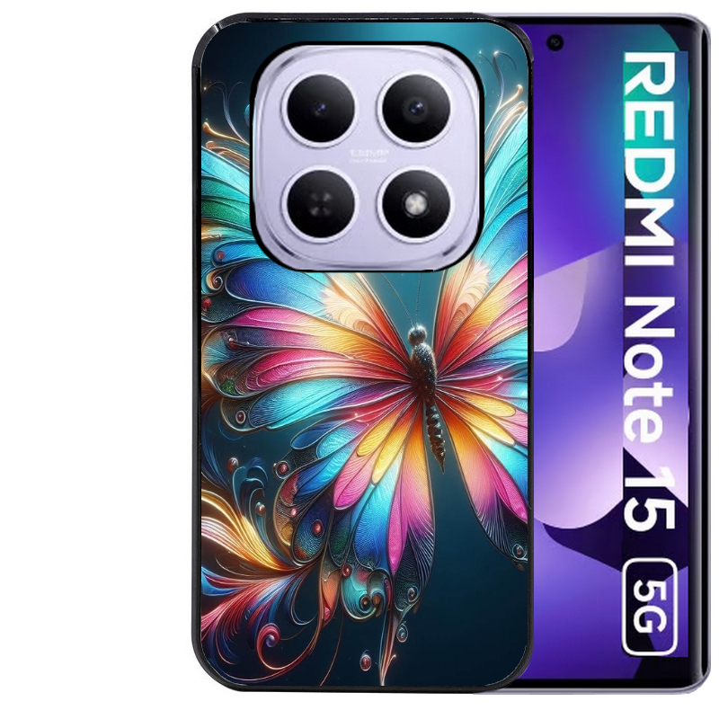 Coque noire taperso pour Redmi Note 15 et PRO PLUS 4G 5G avec motif papillon arc protection antichoc personnalisée