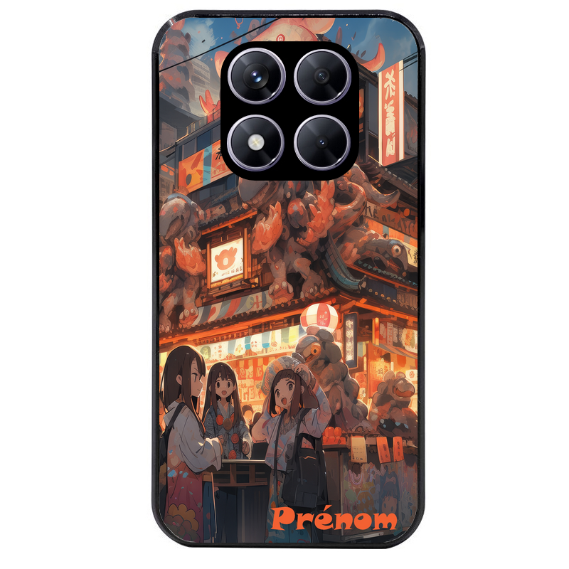 Coque noire taperso pour Redmi Note 14 et PRO PLUS 4G 5G avec motif anime street japan personnalise protection antichoc personnalisée