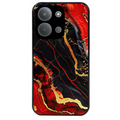 Coque noire taperso pour POCO C85 avec motif marbre rouge protection antichoc personnalisée