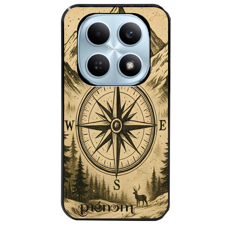 Coque noire taperso pour POCO M8 5G et PRO 5G avec motif voyage et boussole protection antichoc personnalisée