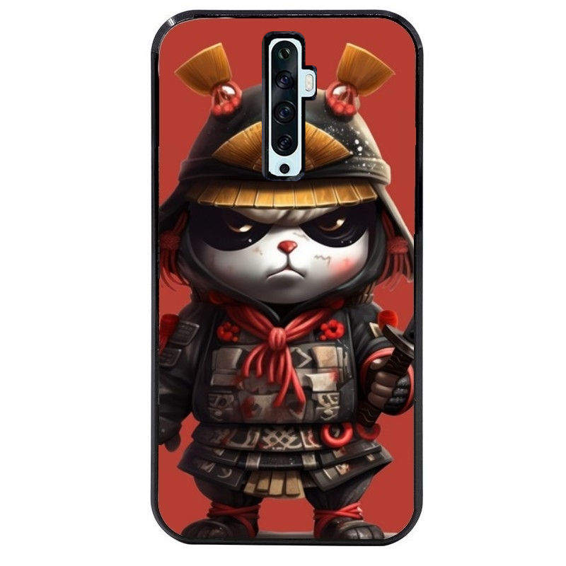 Coque noire taperso pour OPPO Reno 2 et 2Z avec motif panda et samourai protection antichoc personnalisée