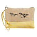 Pochette personnalisée super mamie en jute et doré en jute et doré