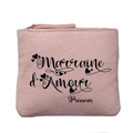 Porte monnaie personnalisé motif marraine d'amour rose clair en feutrine en feutrine