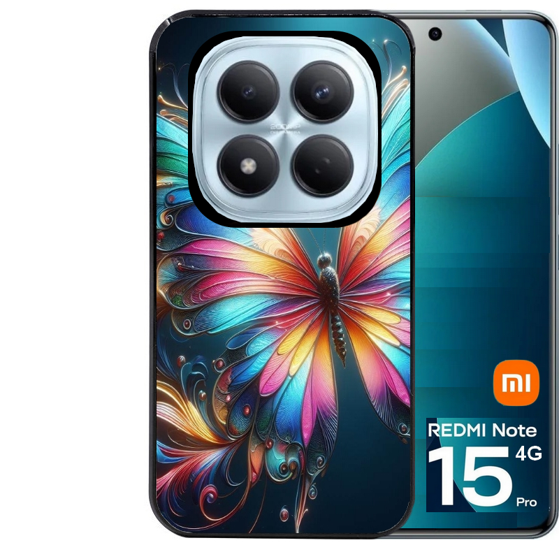 Coque noire taperso pour Redmi Note 15 et PRO PLUS 4G 5G avec motif papillon arc protection antichoc personnalisée