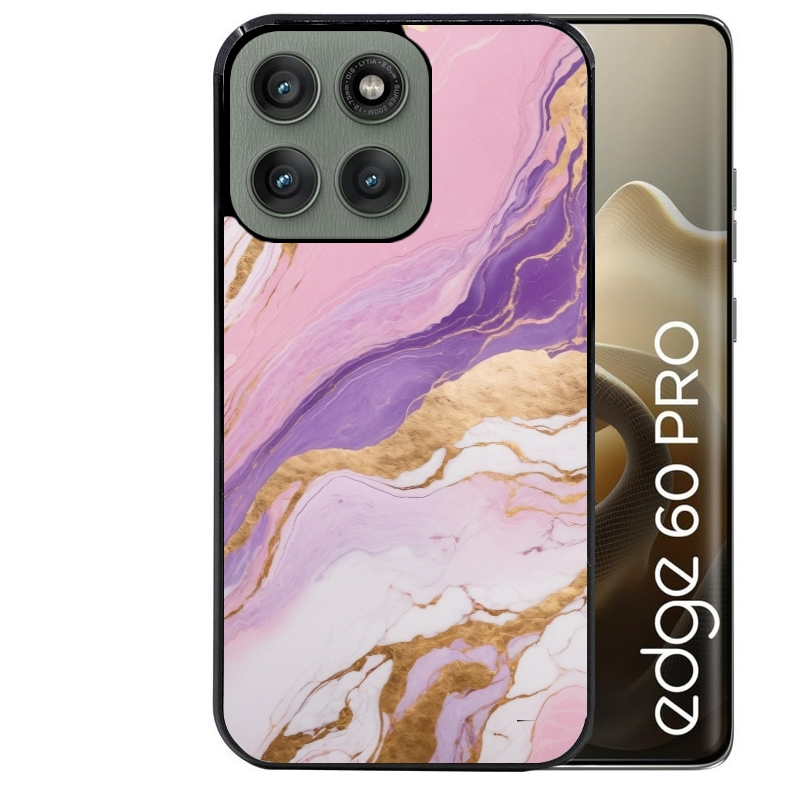 Coque noire taperso pour Moto Edge 60 et Neo Fusion Pro avec motif marbre violet protection antichoc personnalisée