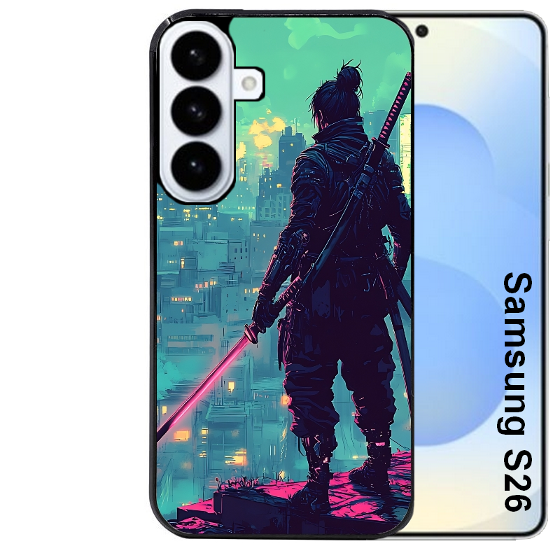 Coque noire taperso pour galaxy S26 et PLUS ULTRA FE avec motif samourai new york protection antichoc personnalisée
