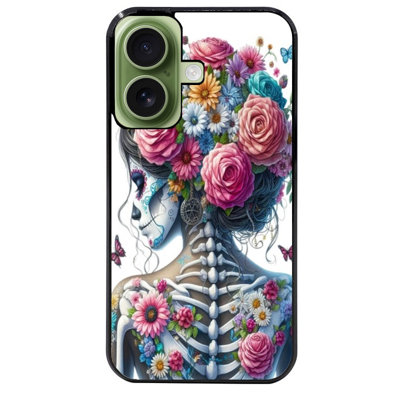 Coque noire taperso pour Iphone 17 17E AIR MAX PRO avec motif tete de mort calavera papillon protection antichoc personnalisée