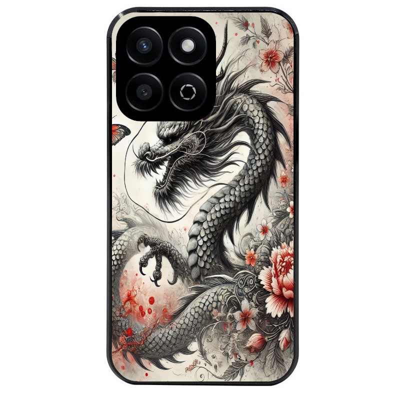 Coque noire taperso pour Honor 70 LITE 90 et LITE avec motif dragon japan protection antichoc personnalisée