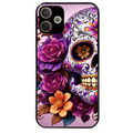 Coque noire taperso pour OPPO A5 PRO 4G et 5G avec motif tete de mort calavera violette protection antichoc personnalisée