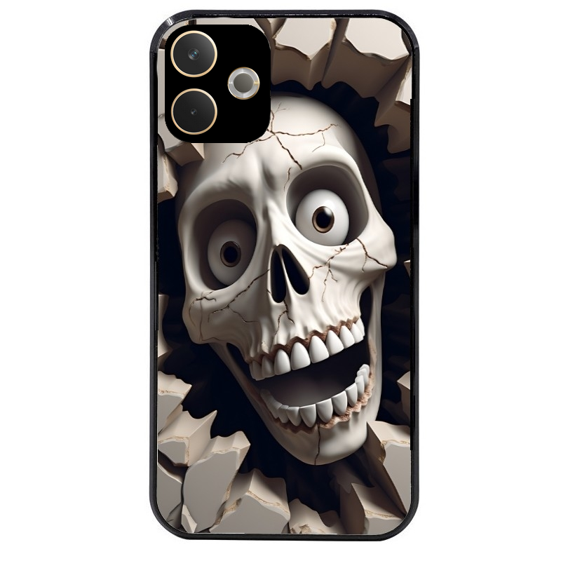 Coque noire taperso pour OPPO A5 PRO 4G et 5G avec motif tete de mort smile protection antichoc personnalisée