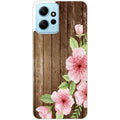 Coque taperso pour Redmi Note 12 4G 5G PRO 4G avec motif bois avec fleur rose protection antichoc personnalisée