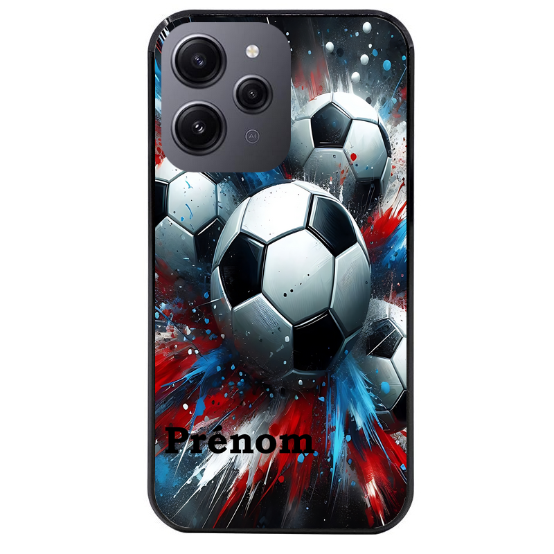 Coque noire taperso pour Redmi 12 4G et 5G avec motif foot tricolore personnalisee protection antichoc personnalisée
