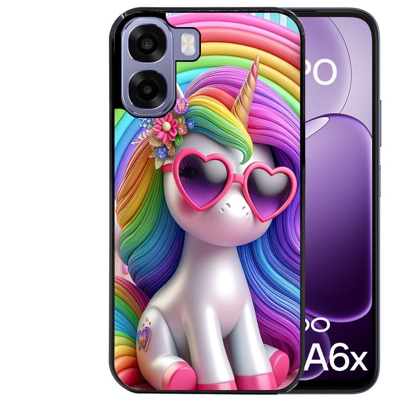 Coque noire taperso pour OPPO A6 A6X 4G et 5G avec motif licorne pop art protection antichoc personnalisée