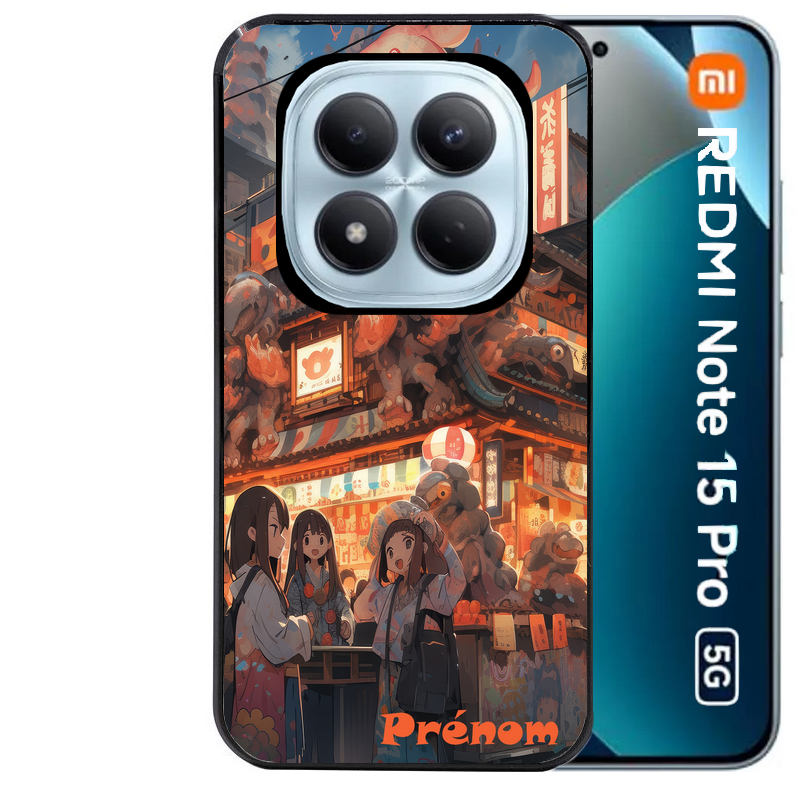 Coque noire taperso pour Redmi Note 15 et PRO PLUS 4G 5G avec motif anime street japan personnalise protection antichoc personnalisée