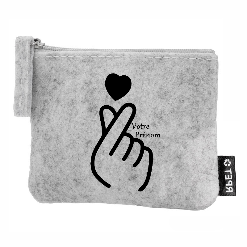 Porte monnaie personnalisé coeur japan en feutrine en feutrine