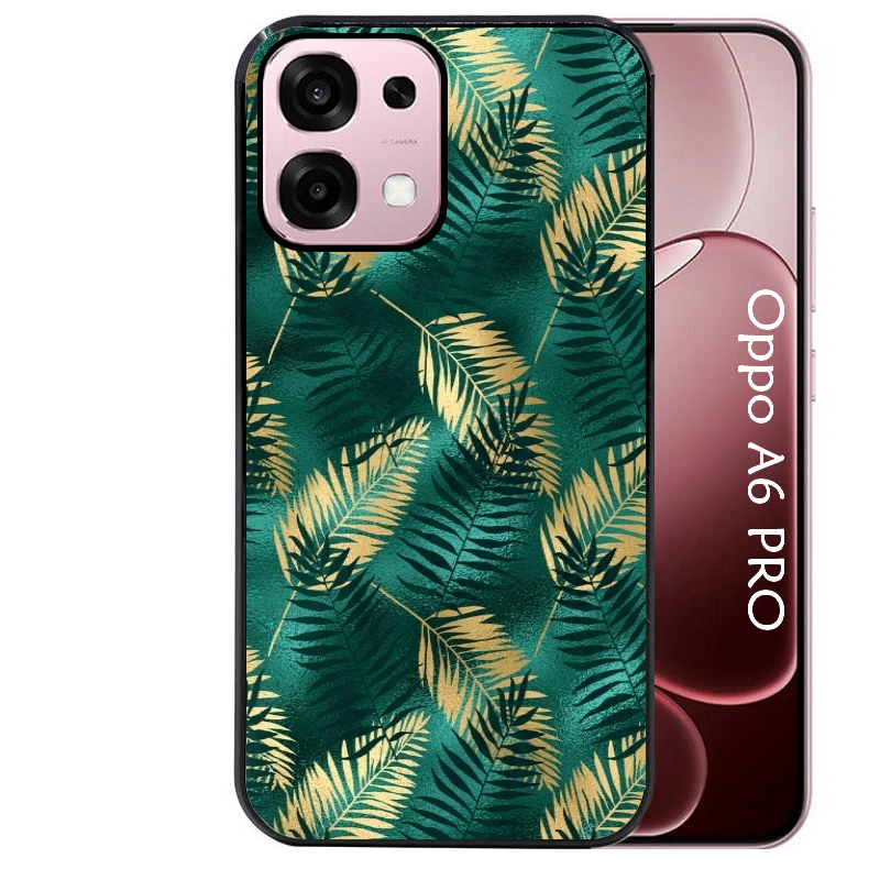 Coque noire taperso pour OPPO A6 PRO 4G et 5G avec motif palmier vert protection antichoc personnalisée