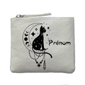 Porte monnaie personnalisé chat etoile ivoire en feutrine en feutrine ivoire