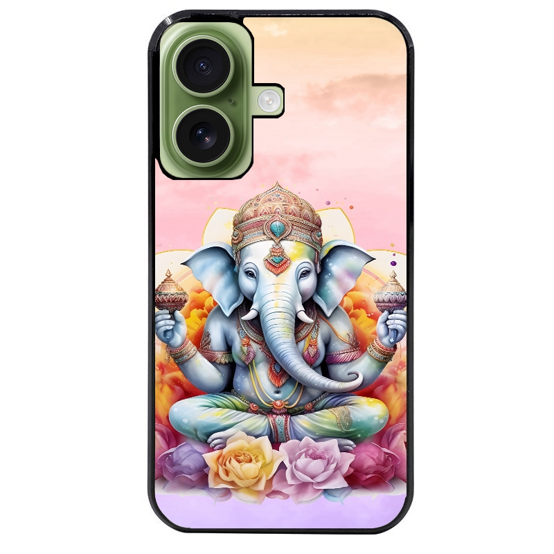 Coque noire taperso pour Iphone 17 17E AIR MAX PRO avec motif elephant namaste protection antichoc personnalisée
