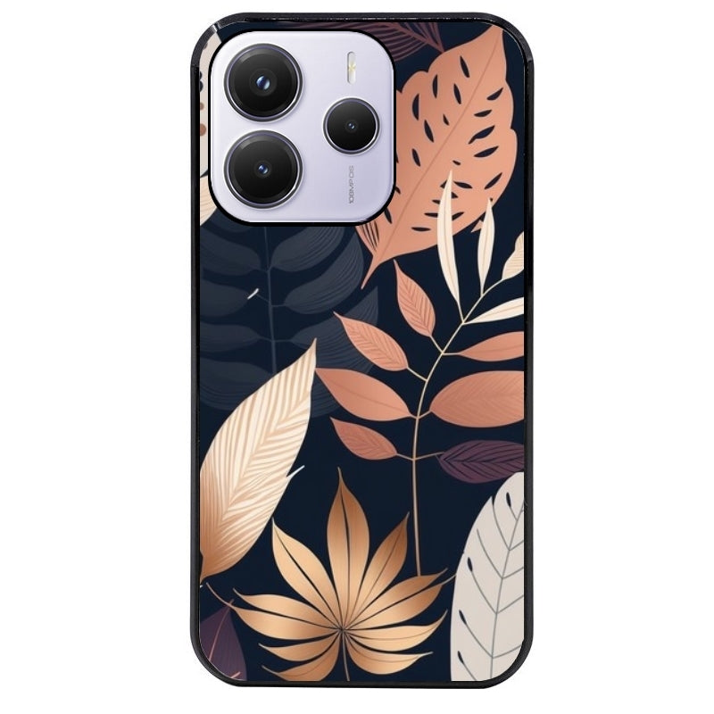Coque noire taperso pour Redmi Note 14 et PRO PLUS 4G 5G avec motif jungle et feuilles protection antichoc personnalisée