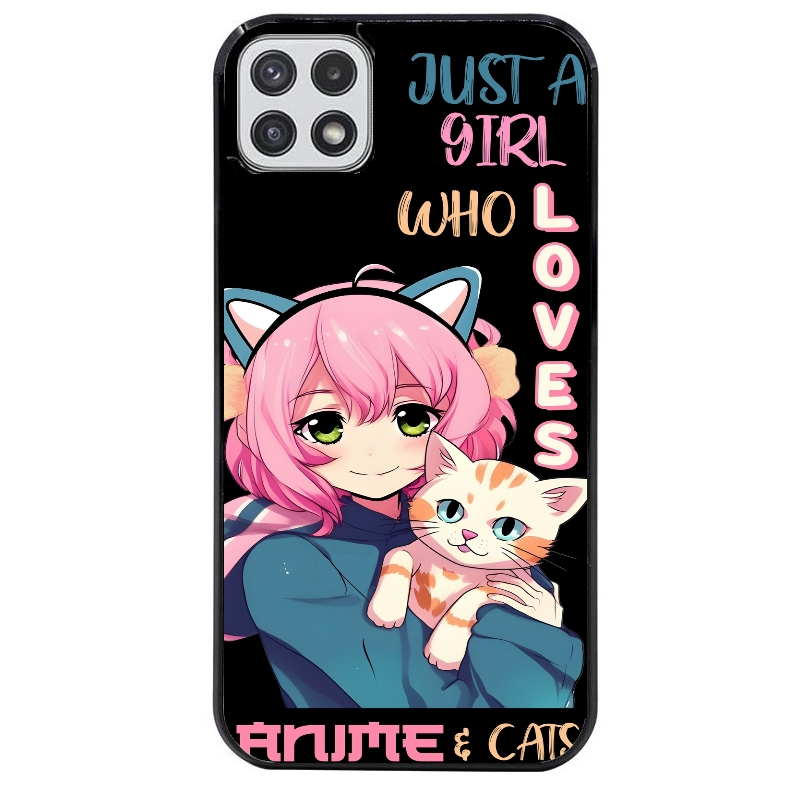 Coque noire taperso pour galaxy A22 A32 A52 A52S 4G 5G  avec motif anime et chat protection antichoc personnalisée