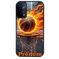 Coque noire taperso pour OPPO A54 et A74 5G avec motif basket flamme personnalisee protection antichoc personnalisée