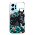 Coque taperso pour Redmi Note 12 4G 5G PRO 4G avec motif cheval et fleurs personnalisee protection antichoc personnalisée