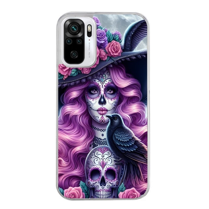 Coque taperso pour Redmi Note 10 4G 5G PRO 10S avec motif tete de mort calavera et corbeau protection antichoc personnalisée